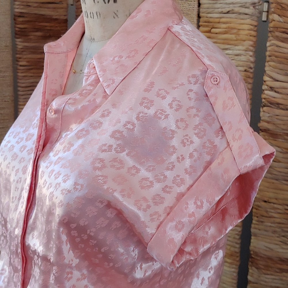 -SOLD- Joie Satin Leopard Shirt Dress - Picture 9 of 10